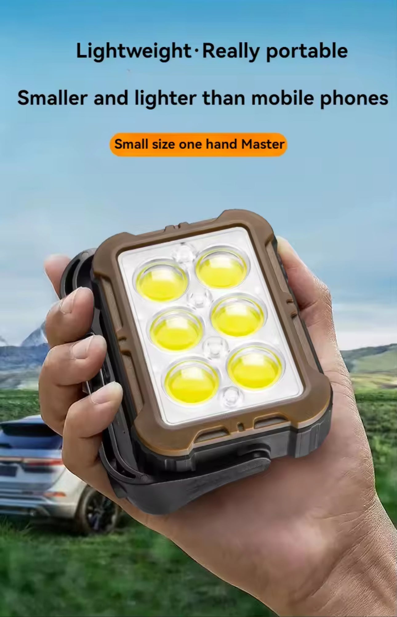 MTech Mini COB LED Solar Work Light – Portable Rechargeable Work Lamp