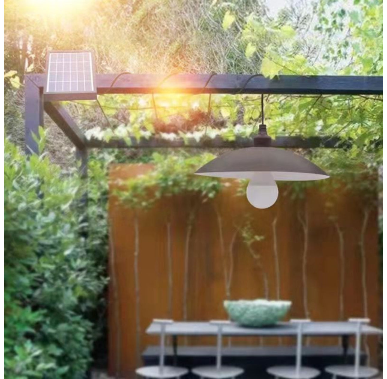 Solar LED Pendant Lights, Dusk to Dawn Auto Lamp with Remote Control