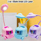 DIY Space Bus Table Lamp-3 in 1 Study Desk LED Lamp and Pen Holder, Stickers with Moving Wheels, USB Rechargeable Desk Lamp-Various Colours