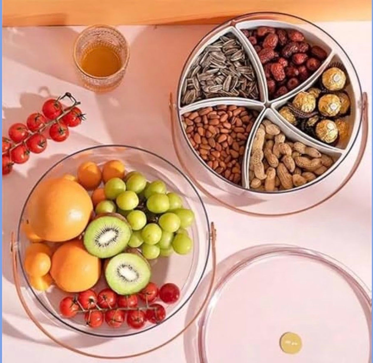MHome  Serving Platter Set with 5 Compartments, Sectional Snack Tray for Fruits, Nuts, Chocolates, Appetizers, Party Platter