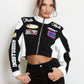 Ladies Motor Biker Cropped Stylish Jacket-Various Colours
