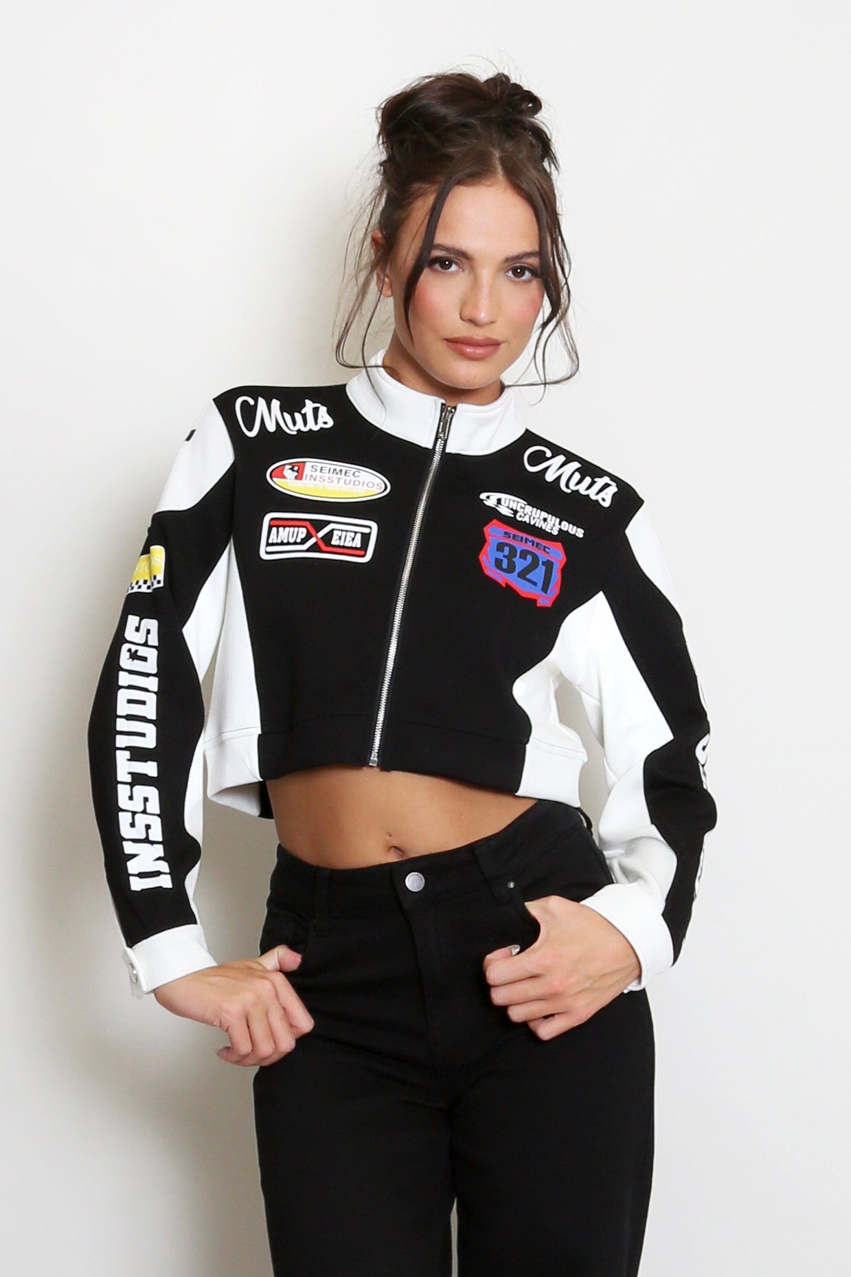Ladies Motor Biker Cropped Stylish Jacket-Various Colours