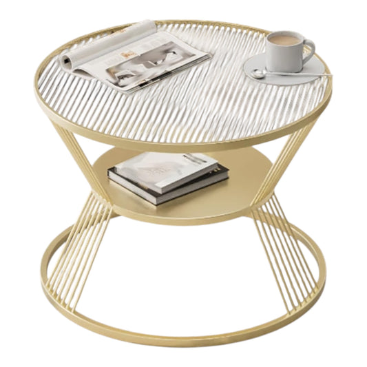 MFurn 2-Tier Round Coffee Table – Steel Frame with Double-Layer Storage