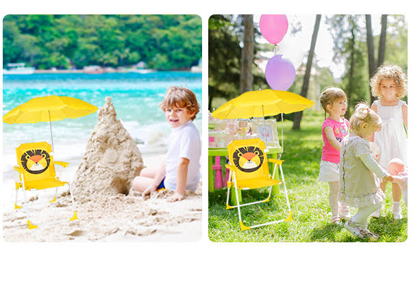 MBaby Kids Folding Animal Chair – Lightweight, Portable & Adorable With Umbrella- Various Colours