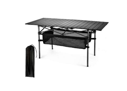 MHome Folding Camping Table – Adjustable Aluminium Outdoor Table with Storage