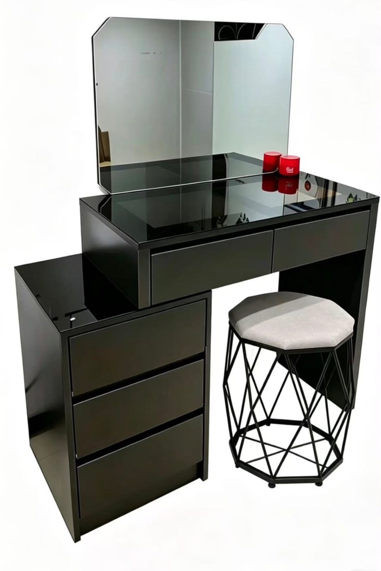 MFurn Modern Black LED Vanity Dressing Table