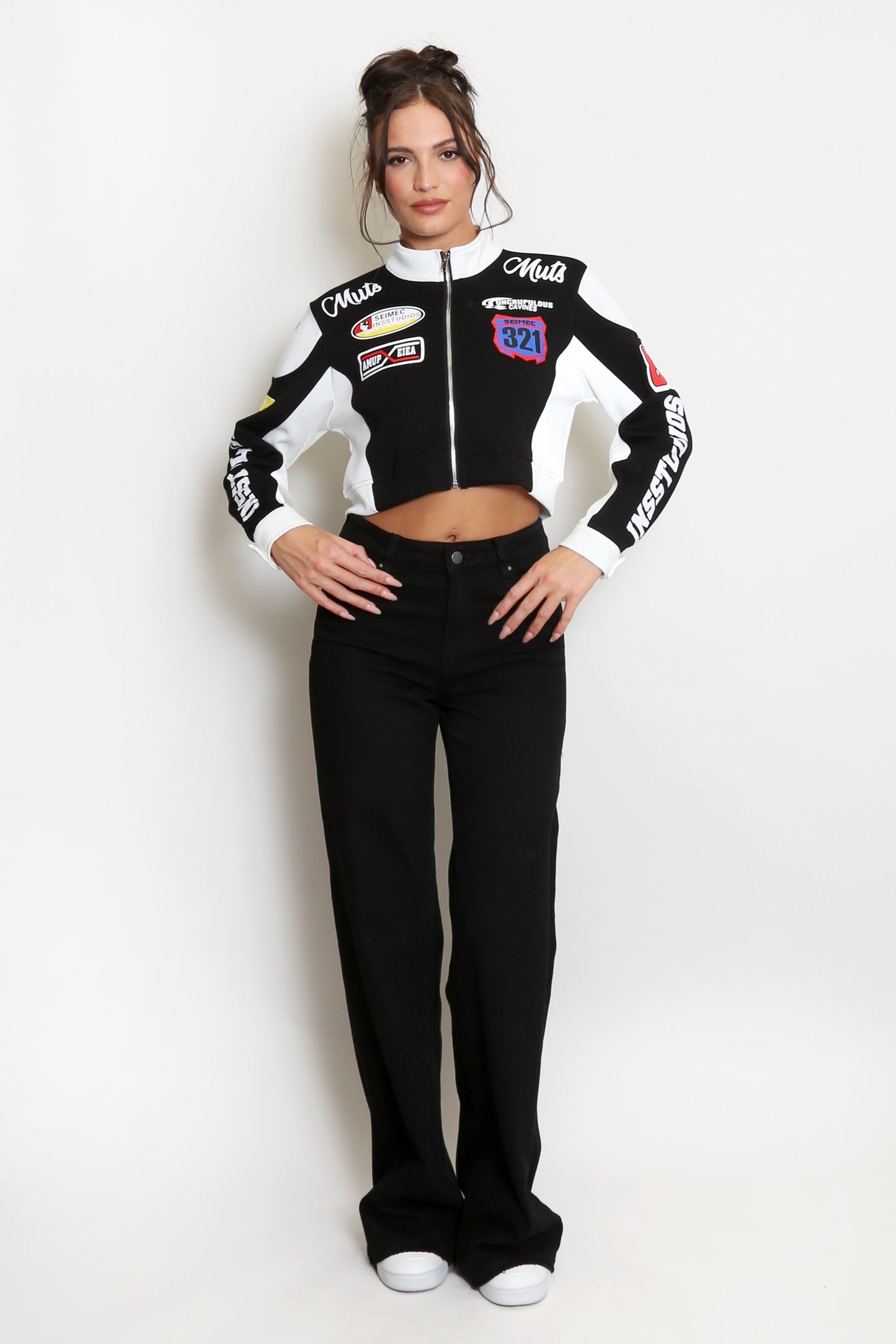 Ladies Motor Biker Cropped Stylish Jacket-Various Colours