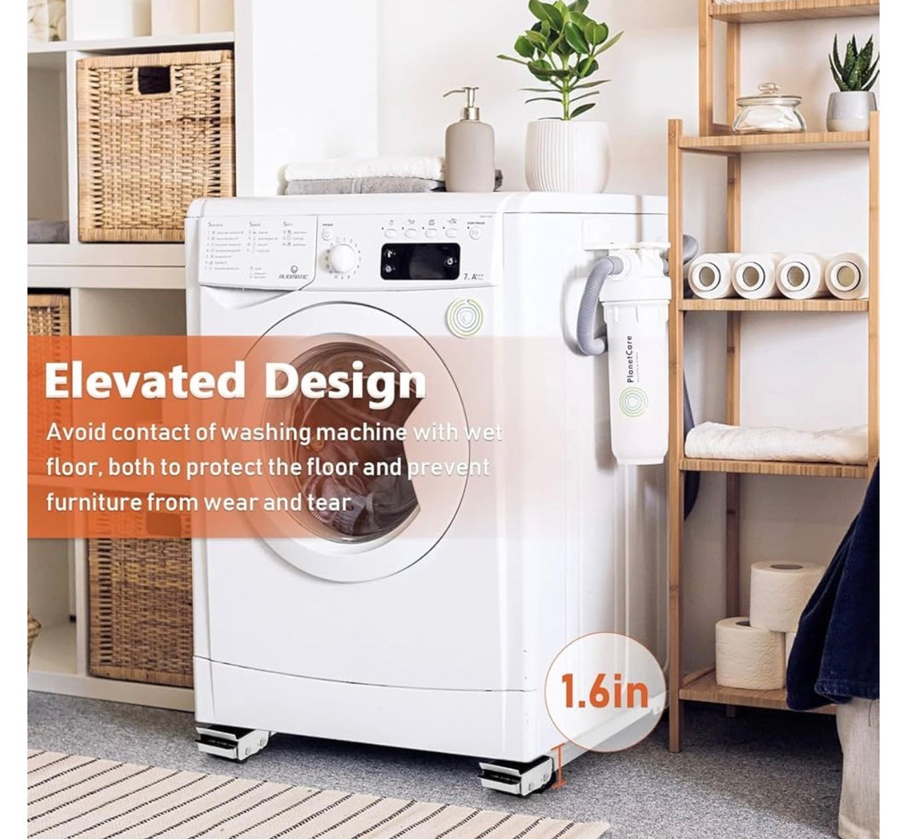 MHome Appliance Rollers - Adjustable & Expandable Washing Machine Base - Steel Furniture Mover with Locking Brakes - Universal Mobile Roller Trolley for Fridge, Washer.