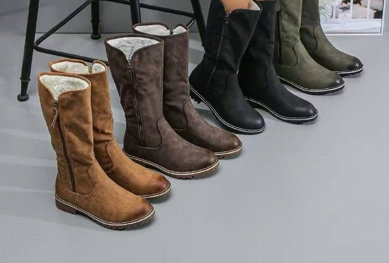 Ladies Faux Suede High Boots-Various Colours