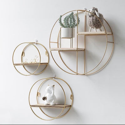 MHome Gold Wall Hanging Storage and Display Decorative Shelf 3pc Set