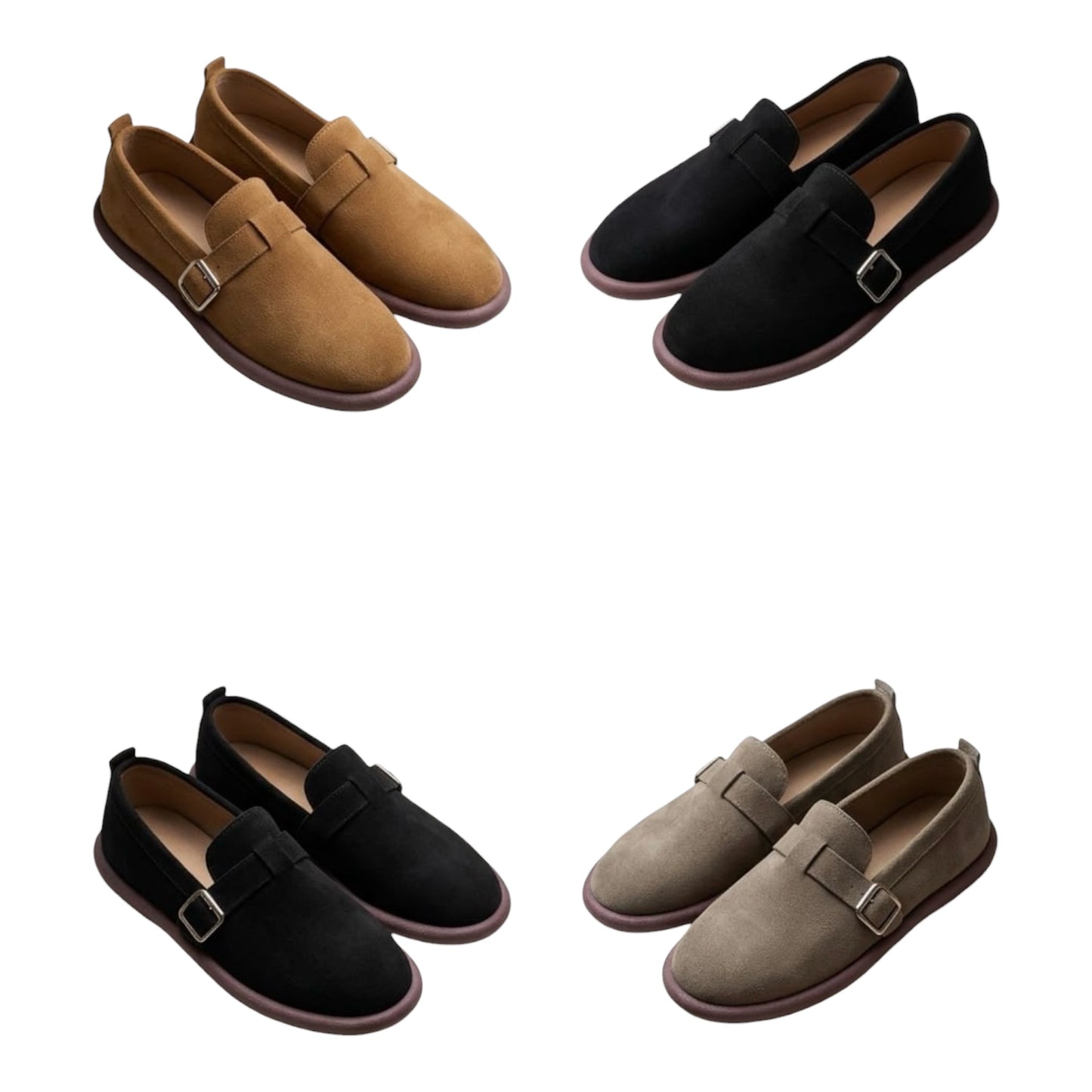 Ladies Suede Monk Strap Loafers-Various Colours