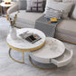 MFurn Living Room End Tables, Firm Durable Sofa Tables Office Living Room Decoration Nesting Tables White Marble/Wrought Iron Frame