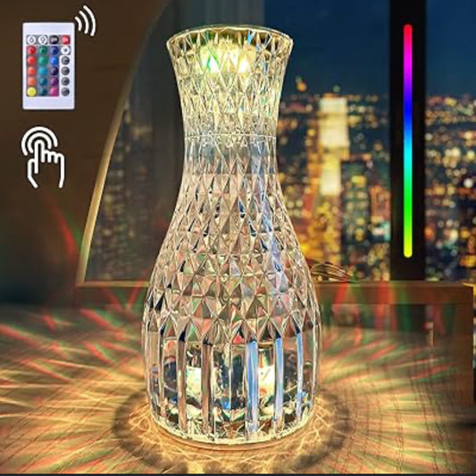 CRYSTAL TOUCH LAMP 16 COLOR CHANGING RGB ROMANTIC ROSE DIAMOND TABLE LAMPS FOR BEDROOM LIVING ROOM PARTY DINNER DECOR CREATIVE LIGHTS (VASE LAMP