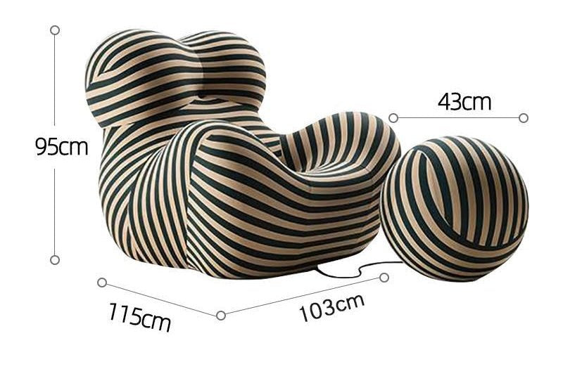 MFurn Striped Modern Lounge Chair with Ottoman – Designer Bubble Chair