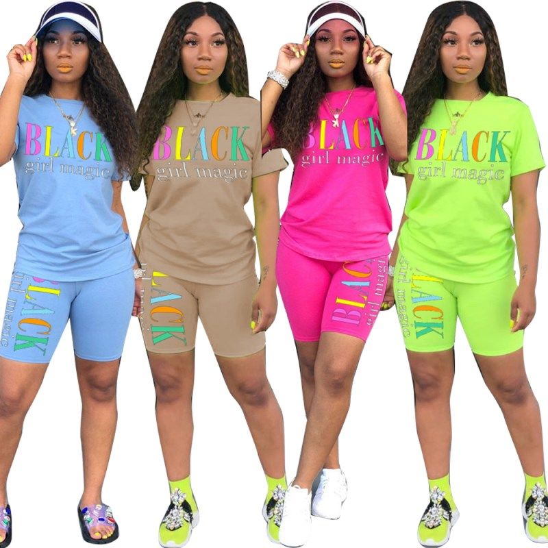 Casual 2 Piece Outfits for Women Short Sleeve T-Shirts Bodycon Shorts Set