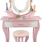 Generic
Toddler Fantasy Vanity Beauty Dresser Table Play Set with Chair, Fashion & Makeup Accessories for Kid and Pretend Play, Toy,Wooden Dressing Table And Stools, Dresser Table,3,4,5 Age Kids (PINK)