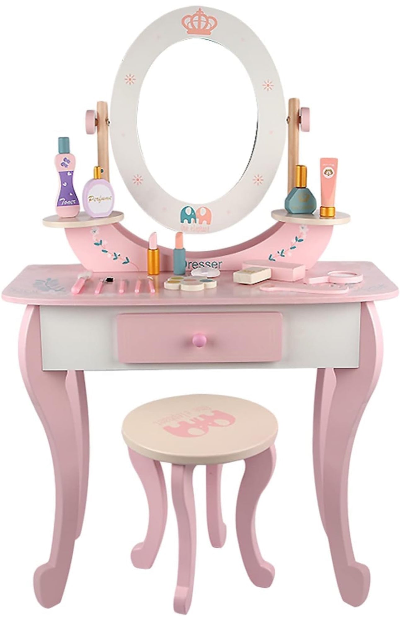 Generic
Toddler Fantasy Vanity Beauty Dresser Table Play Set with Chair, Fashion & Makeup Accessories for Kid and Pretend Play, Toy,Wooden Dressing Table And Stools, Dresser Table,3,4,5 Age Kids (PINK)