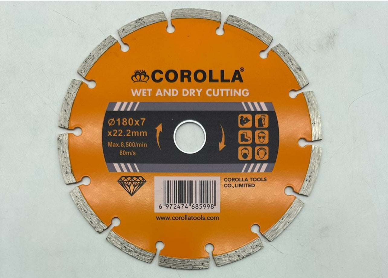 Diamond Disc Wet/Dry Segmented Saw Blade 180x7x22.2mm Suitable