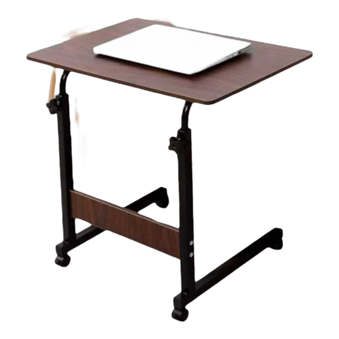 MFurn Portable Laptop Table with Adjustable Height & Wheels – Wooden Rolling Desk