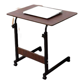 MFurn Portable Laptop Table with Adjustable Height & Wheels – Wooden Rolling Desk