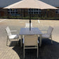 MFurn Zanele Inspired White 6pc  Outdoor Dining Set With Aluminium Frame Inc Umbrella+Base