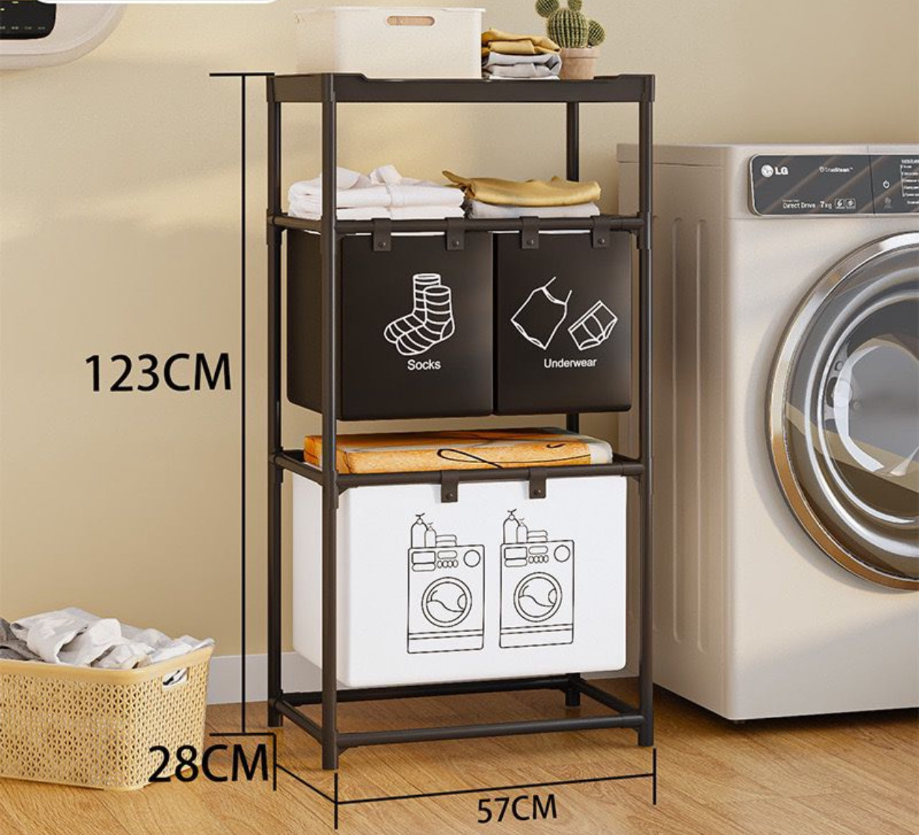 Foldable MultiCompartment Laundry Basket
