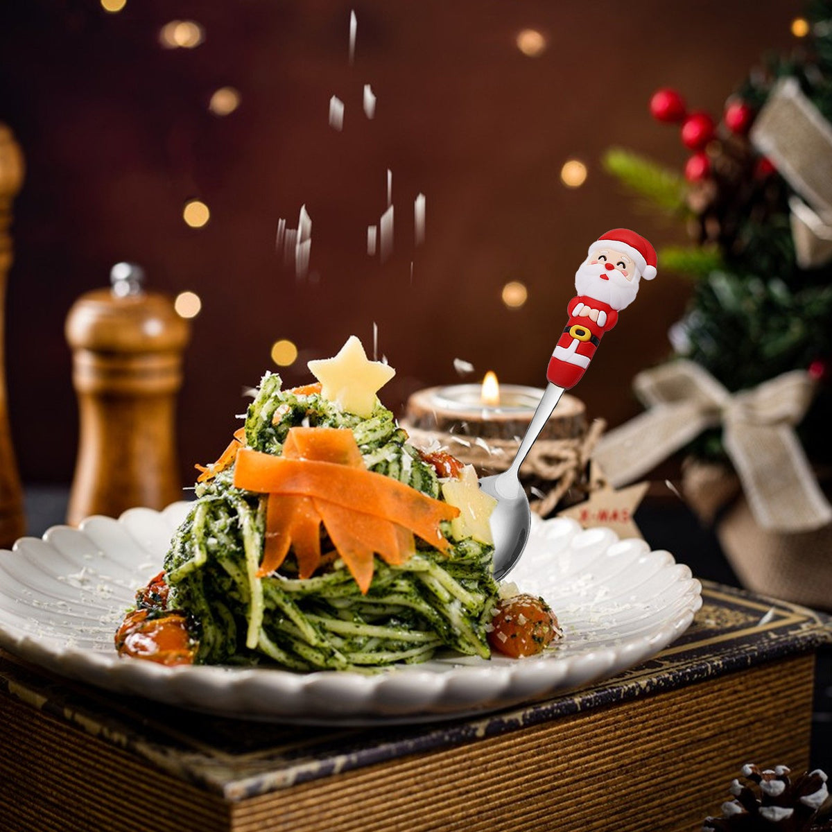 MHome Christmas Theme Cutlery Set 4pc in Gold or Silver Options