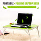 MFurn  Foldable Laptop Table for Bed - Lap Desk & Breakfast Serving Tray- Wood Colour