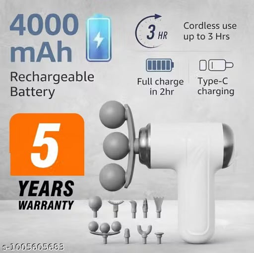 MTech 9 In 1 Mini Gun Massager Machine for Pain Relief - Body, Neck, Shoulders, Back, Arms & Feet Massager- 6 Speed Type-C Charging for Muscle Pain Relief Recovery