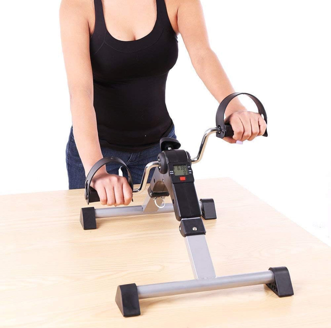 Portable Arm and Leg Foldable Pedal Exerciser Machine with Display