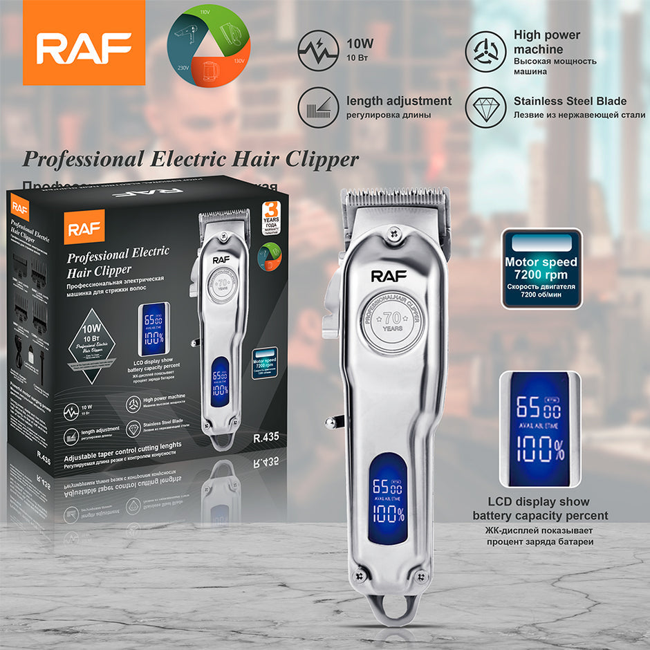 RAF Professional Electric Hair Clipper | High Power Machine | length Adjustment | Stainless Steel Blade Rechargeable