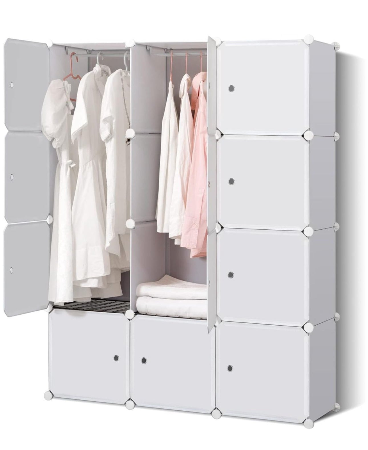 MHome Modern 12-Cube Modular Wardrobe – Portable Closet with Hanging Space