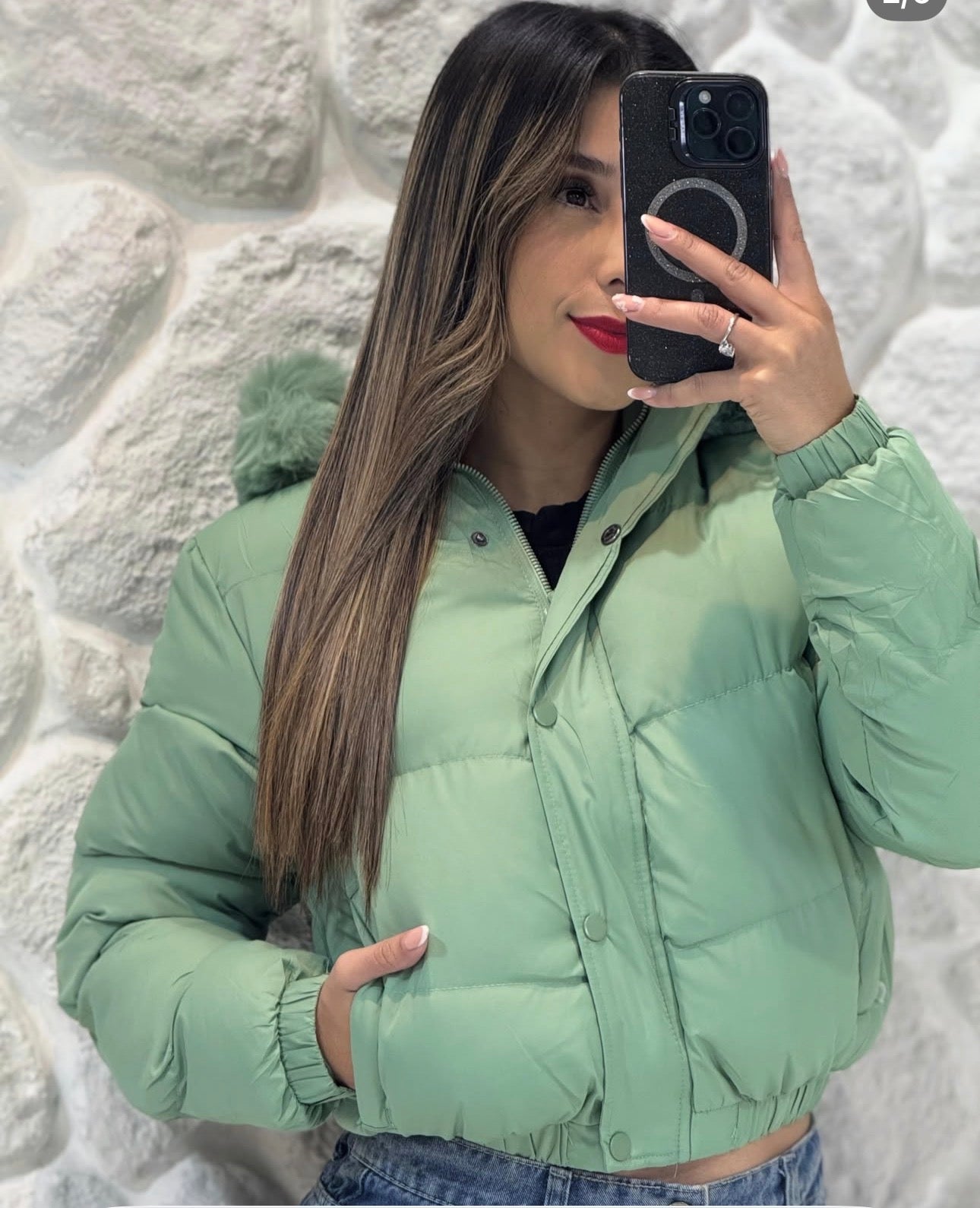 Ladies Hooded Cropped Puffer Jacket-Various Colours