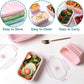MHome 4pc Foldable Lunch Box, Silicone,With Sealed Lid And Ventilation Valve, Leak-Proof And Easy To Clean