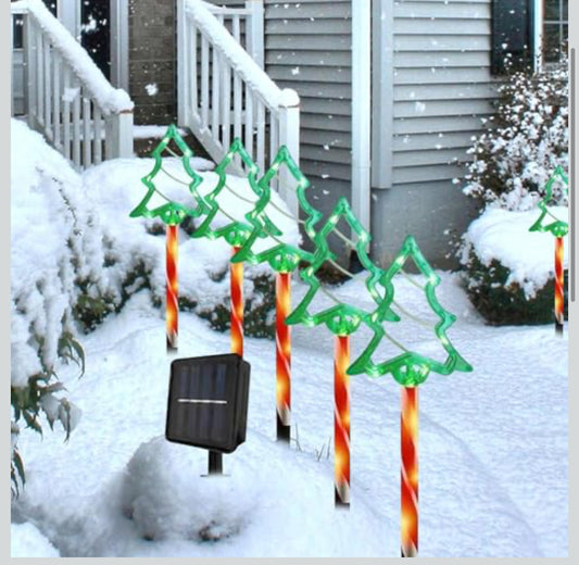 MTech Christmas Solar Lights 5-Pack – Outdoor Star & Snowflake Pathway Lights