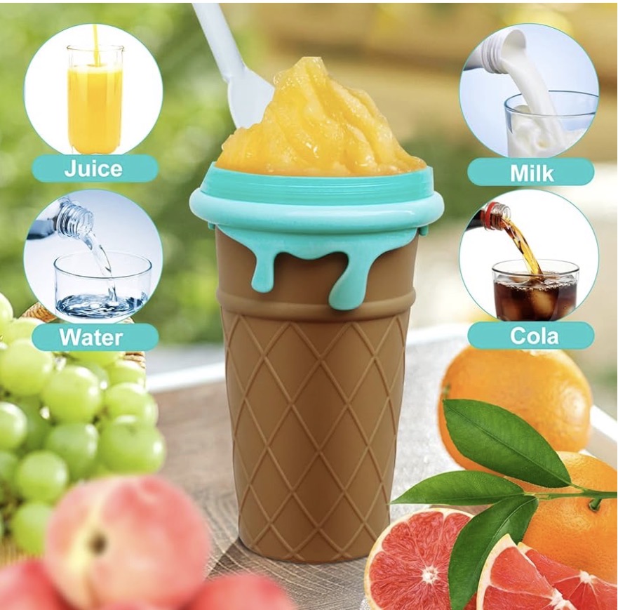 Slushie Maker Cup, Quick Frozen Magic Cup 500ml Slushy Cup Silicone Smoothies Squeeze Cup with Lid for Milk Shake, Fruit Juice, Cola