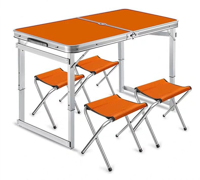 MFURN Portable Aluminium Folding Table & 4 Chair Set-Various Colours