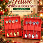MHome Christmas Dessert Cutlery Spoon & Fork Set 4pc in Gold or Silver Options