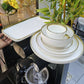 MHome White With Gold Trim 32pc Dinner Set