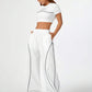Women's Casual Streetwear T-Shirt And Wide Leg Pants 2pc Set- Various Colours
