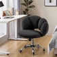 MFurn Rotating Boucle Upholstered Desk Makeup Vanity Chair with Wheels Swivel Cloud-shaped Accent Chair with Adjustable Height for Home Office Living Room, Bedroom Women Black