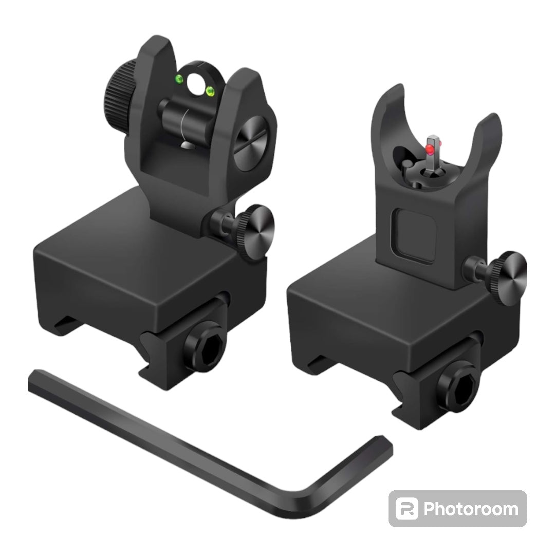 Tactical Fiber Optics Low Profile Flip up Iron Sight with Front Red Dot Sight and Rear Green Dot Sight