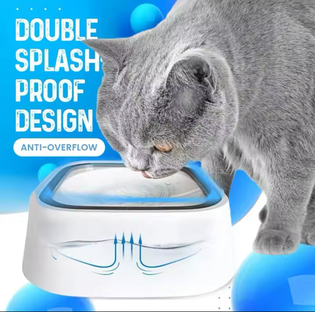 Pet Dog/Cat Water Drinking Bowl Slow Water Feeder No Spill Anti-Overflow