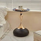 MFurn Small Round End Table – Modern Metal Pedestal Side Table for Living Spaces
