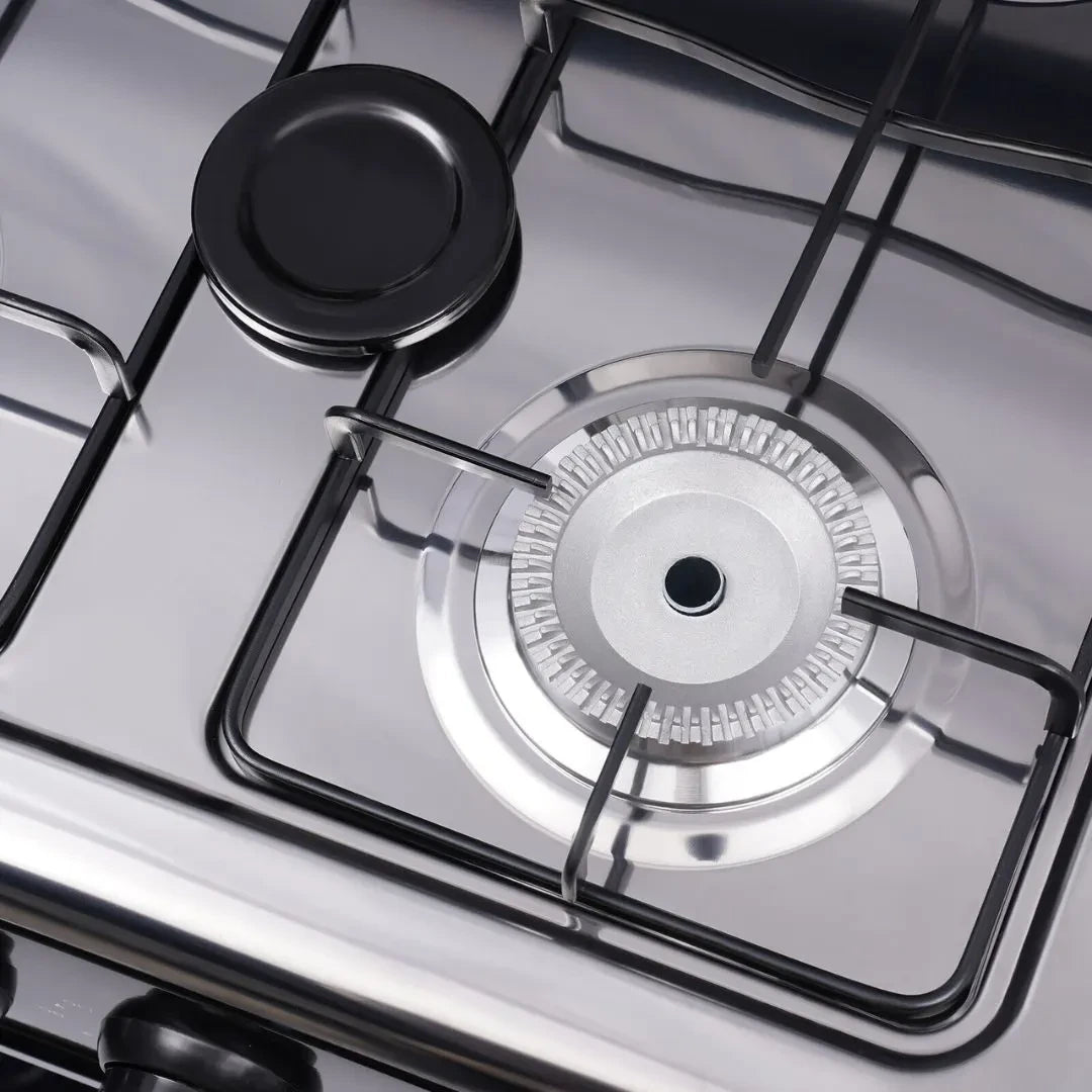 MHome Boko 4-Burner Gas Stove with Storage Shelves – Stainless Steel & Portable