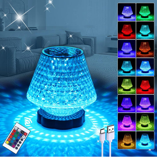 Crystal Table Lamp Rechargeable Wine Glass 16 Colors Touch Control Night Lights Romantic Date Lighting Decor for Bedroom,Party Dining Room