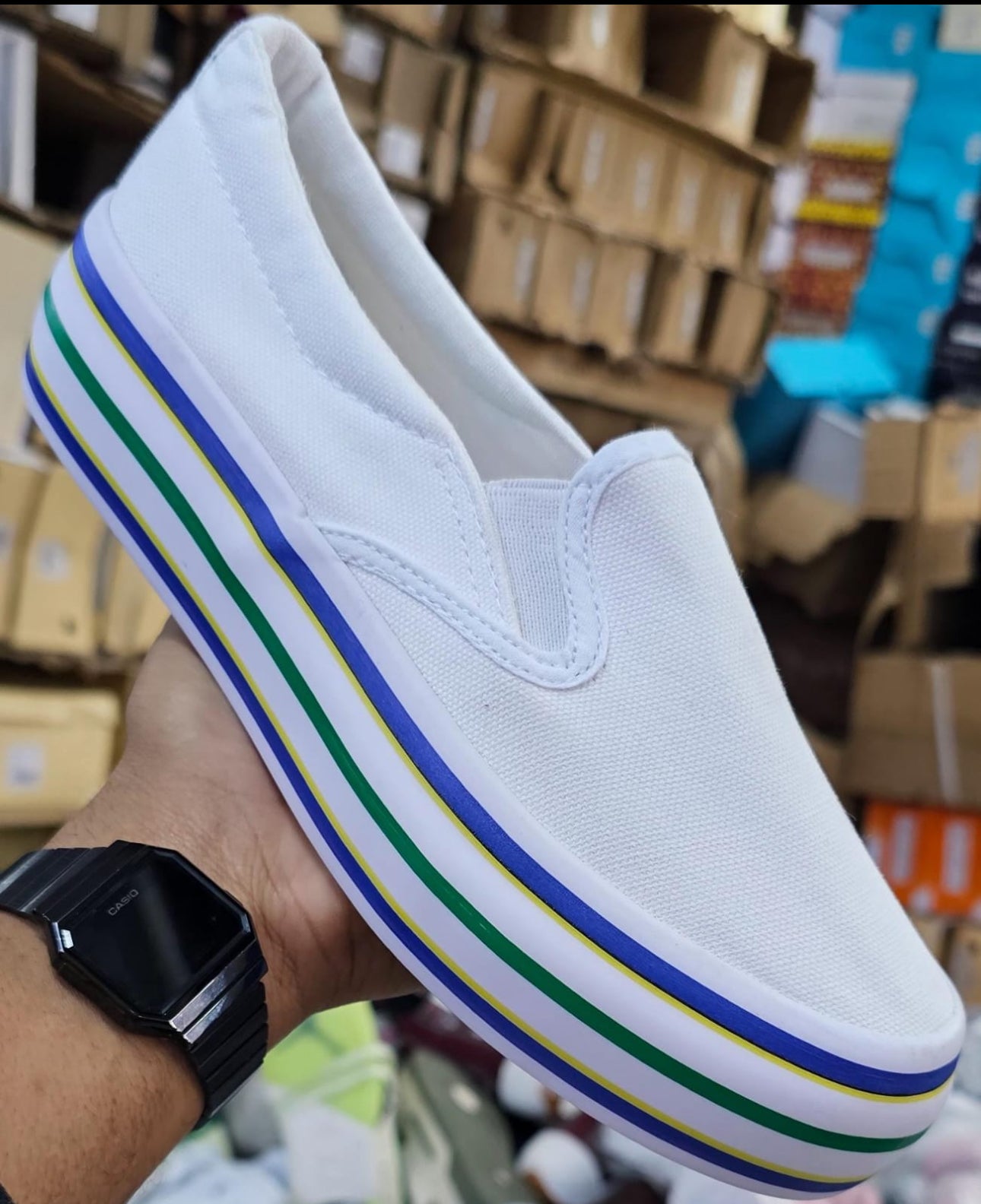 Ladies Multicoloured Slip On Sneakers