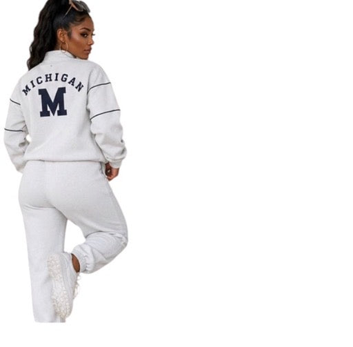 Ladies Trendy 2pc Casual Tracksuit With “M” Logo
