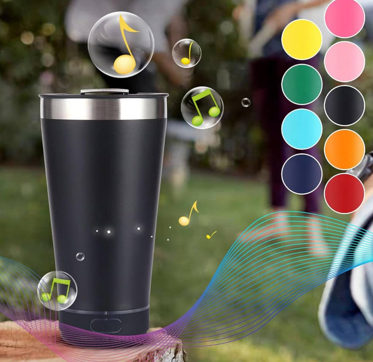 MTech 473ml Bluetooth Speaker Travel Mug – Stainless Steel Tumbler (Multiple Colors)