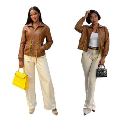 Ladies Faux Leather Short Jacket